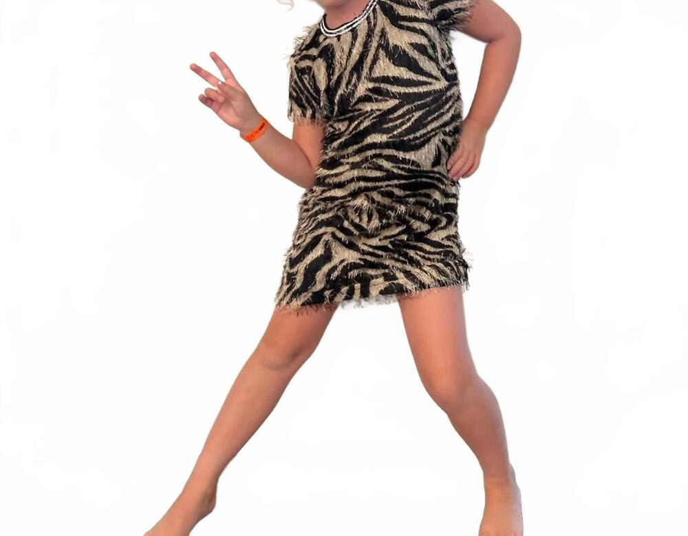 NEW MIA leopard fringe dress in brown